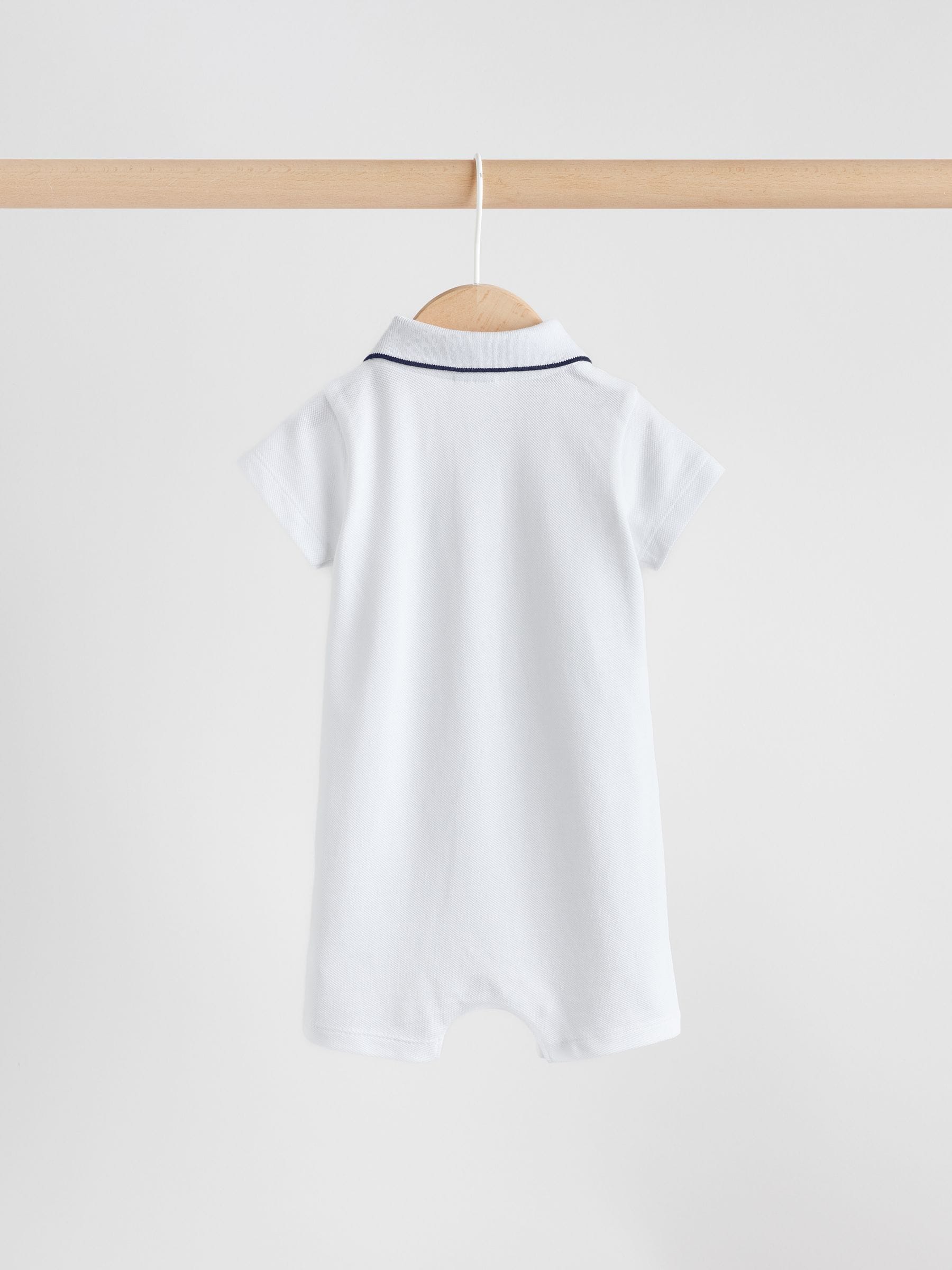 Navy/White Smart Collar Baby Rompers 2 Pack image 5
