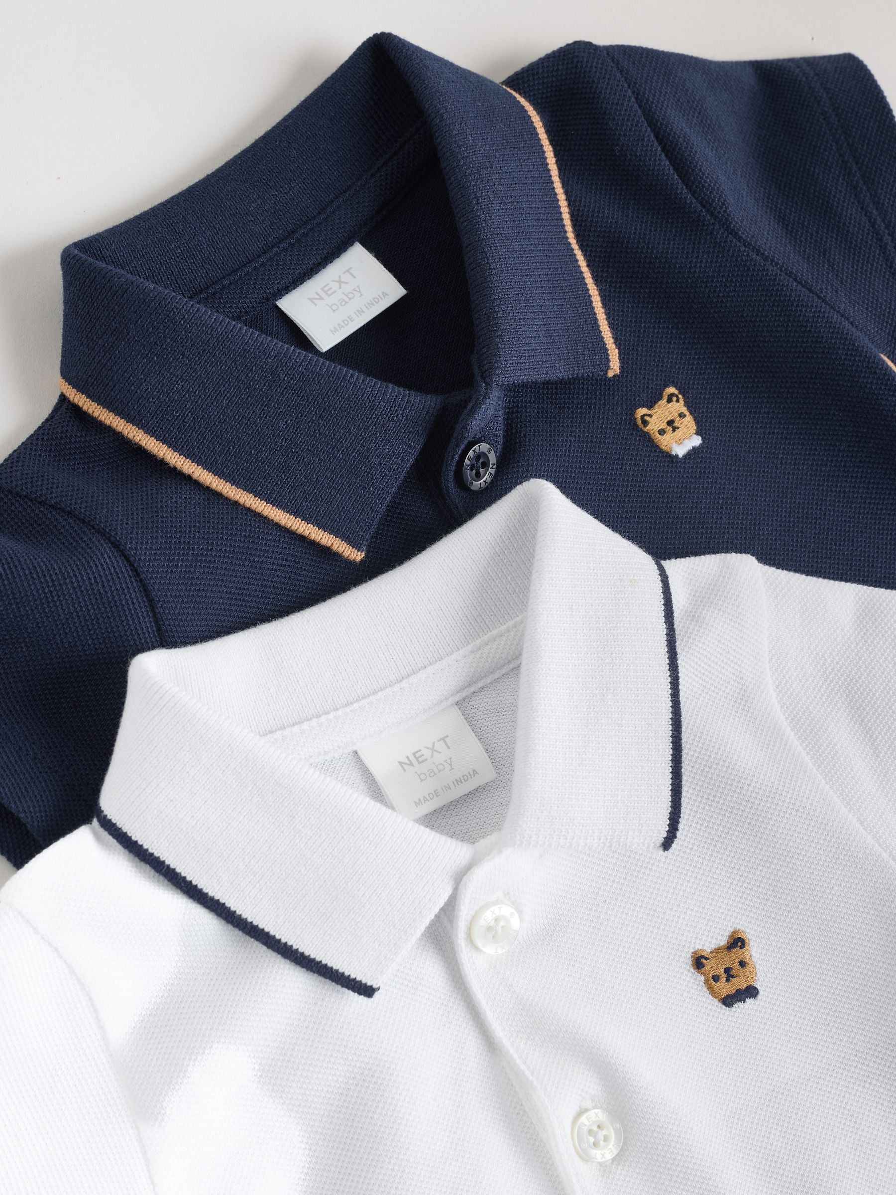 Navy/White Smart Collar Baby Rompers 2 Pack image 8