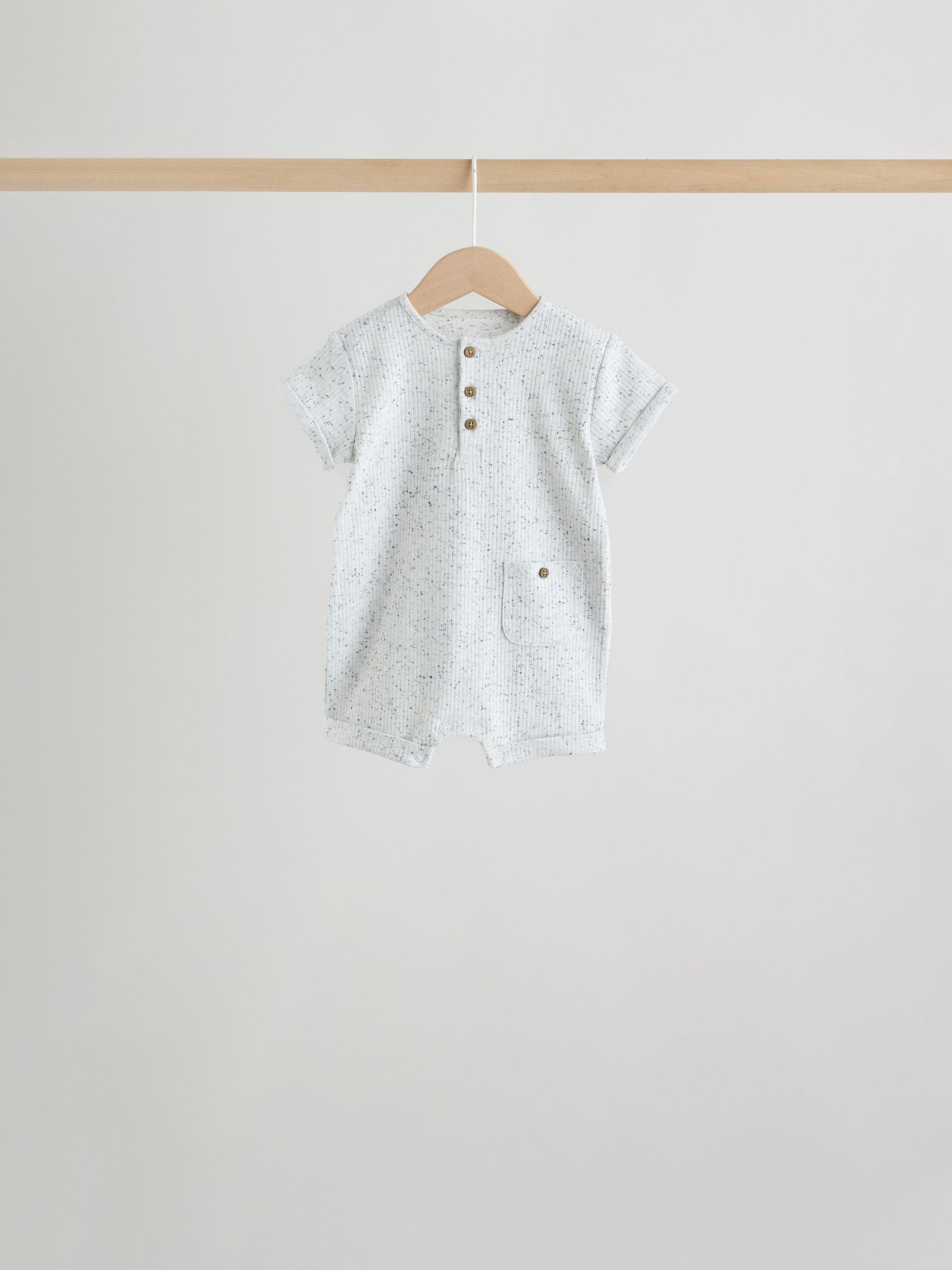 Grey Grandad Button Neck Baby Rompers 4 Pack image 6