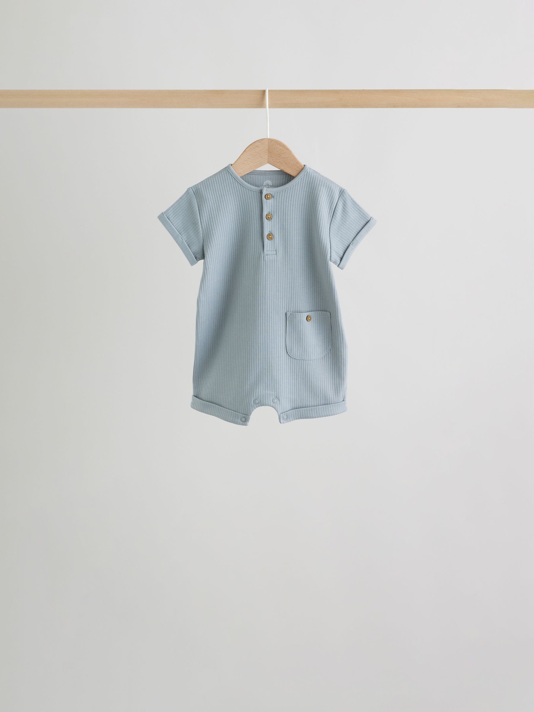 Grey Grandad Button Neck Baby Rompers 4 Pack image 5