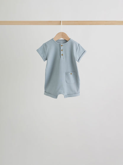 Grey Grandad Button Neck Baby Rompers 4 Pack image 5