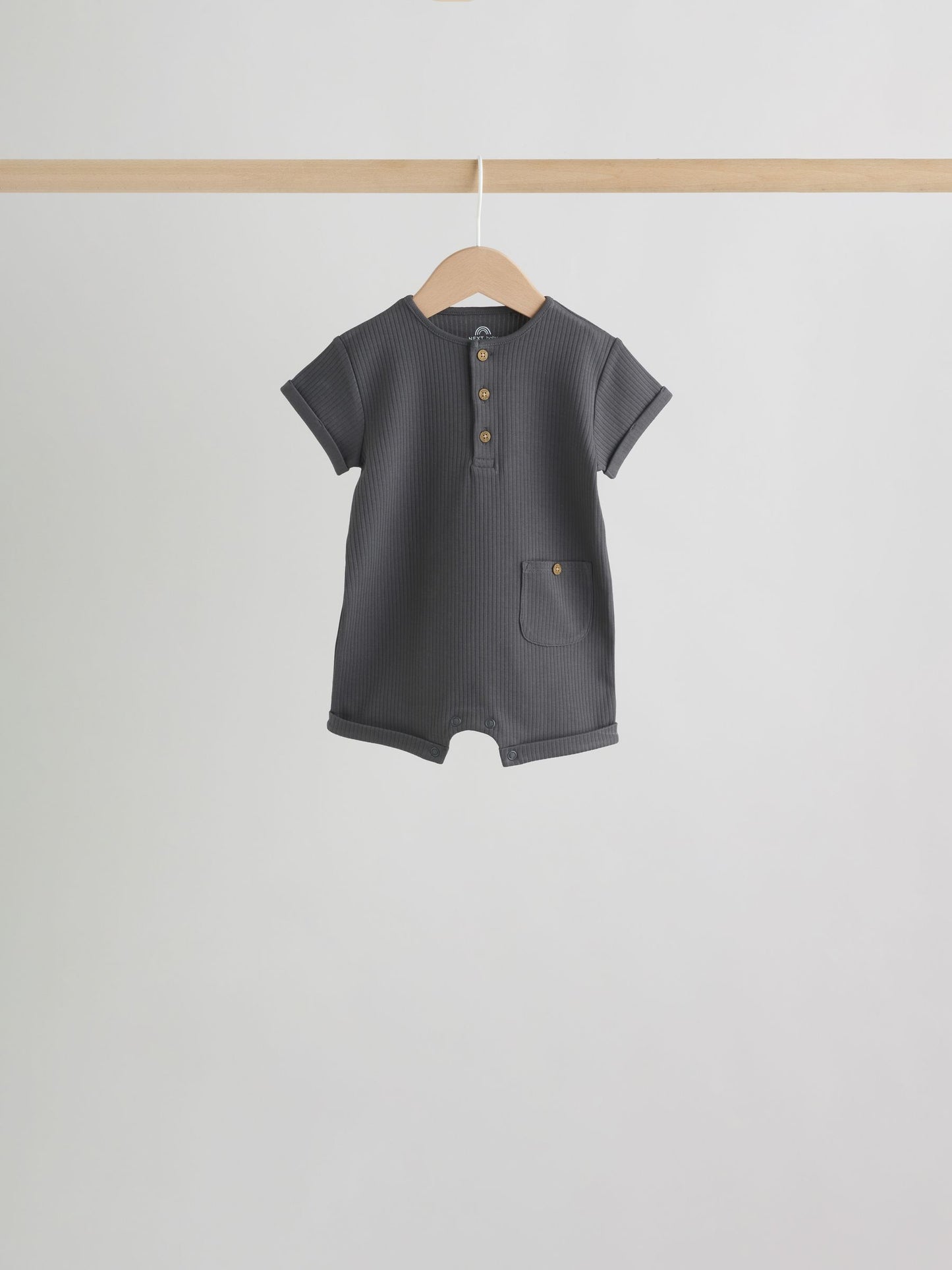 Grey Grandad Button Neck Baby Rompers 4 Pack image 9