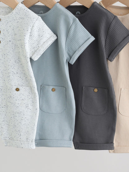 Grey Grandad Button Neck Baby Rompers 4 Pack image 8