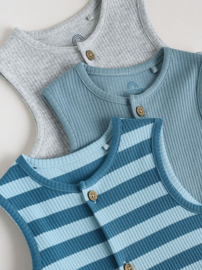 Blue Vest Jersey Baby Romper image 7