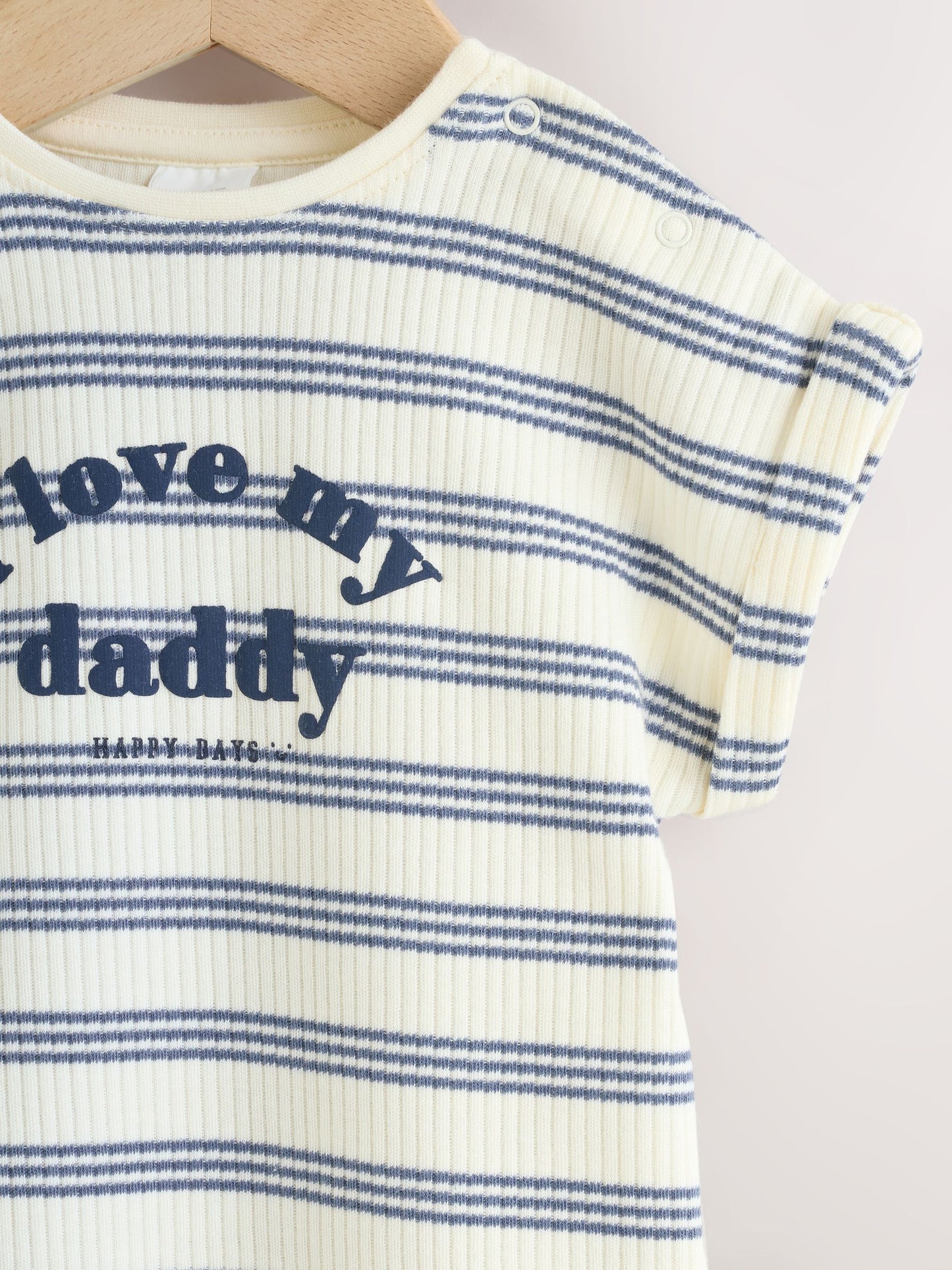 Blue Striped I love my Daddy Jersey Baby Romper image 3