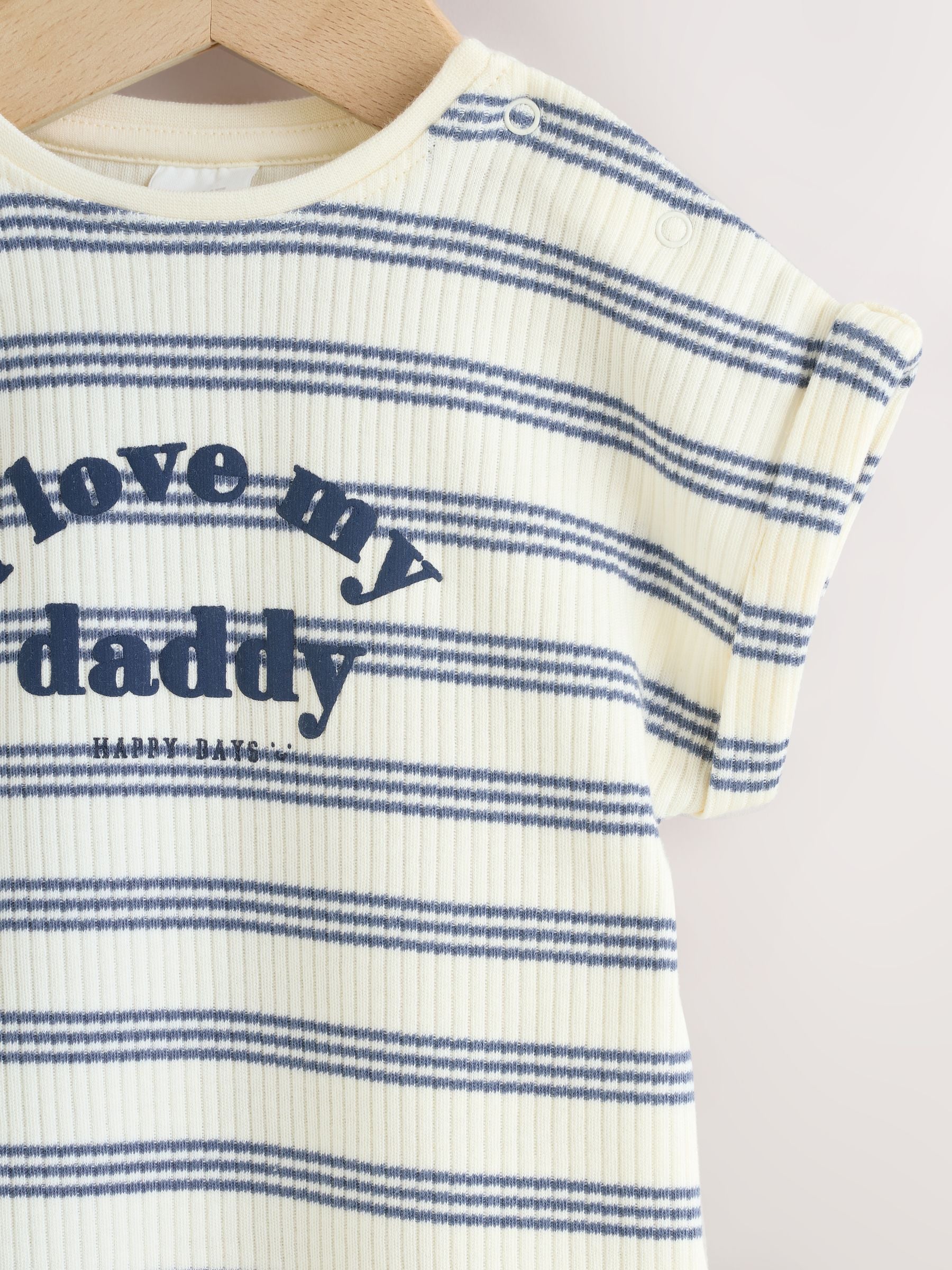 Blue Striped I love my Daddy Jersey Baby Romper image 3