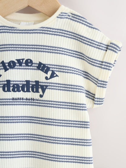 Blue Striped I love my Daddy Jersey Baby Romper image 3