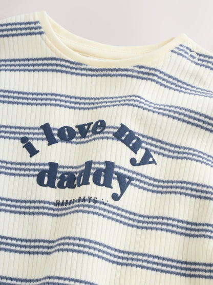 Blue Striped I love my Daddy Jersey Baby Romper image 4