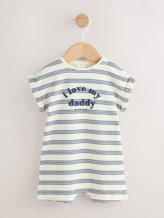 Blue Striped I love my Daddy Jersey Baby Romper image 1