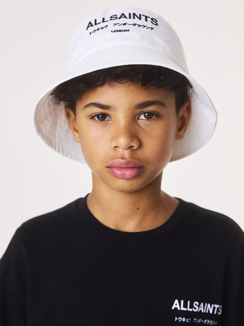 smALLSAINTS White Underground Logo Bucket Hat image 1