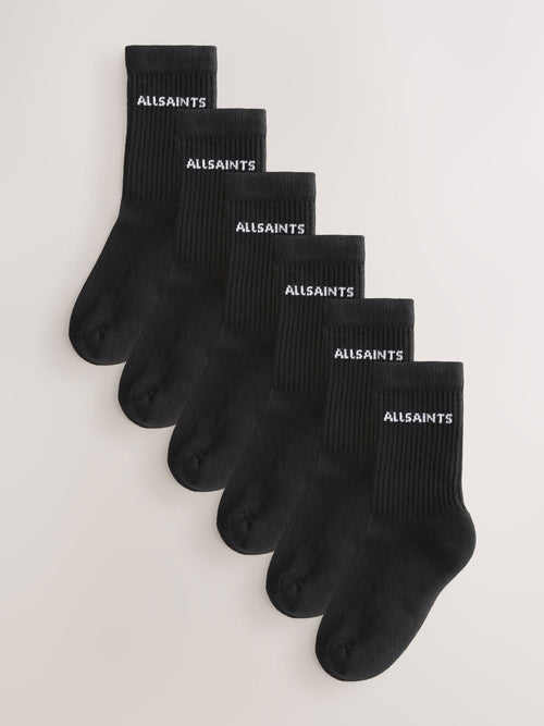 smALLSAINTS Black Logo Cushioned Sole Socks 6 Pack image 1