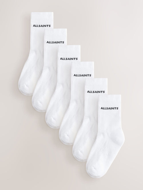 smALLSAINTS White Logo Cushioned Sole Socks 6 Pack image 1