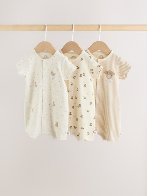 Neutral Hamish Highland Cow Jersey Baby Rompers 3 Pack image 1