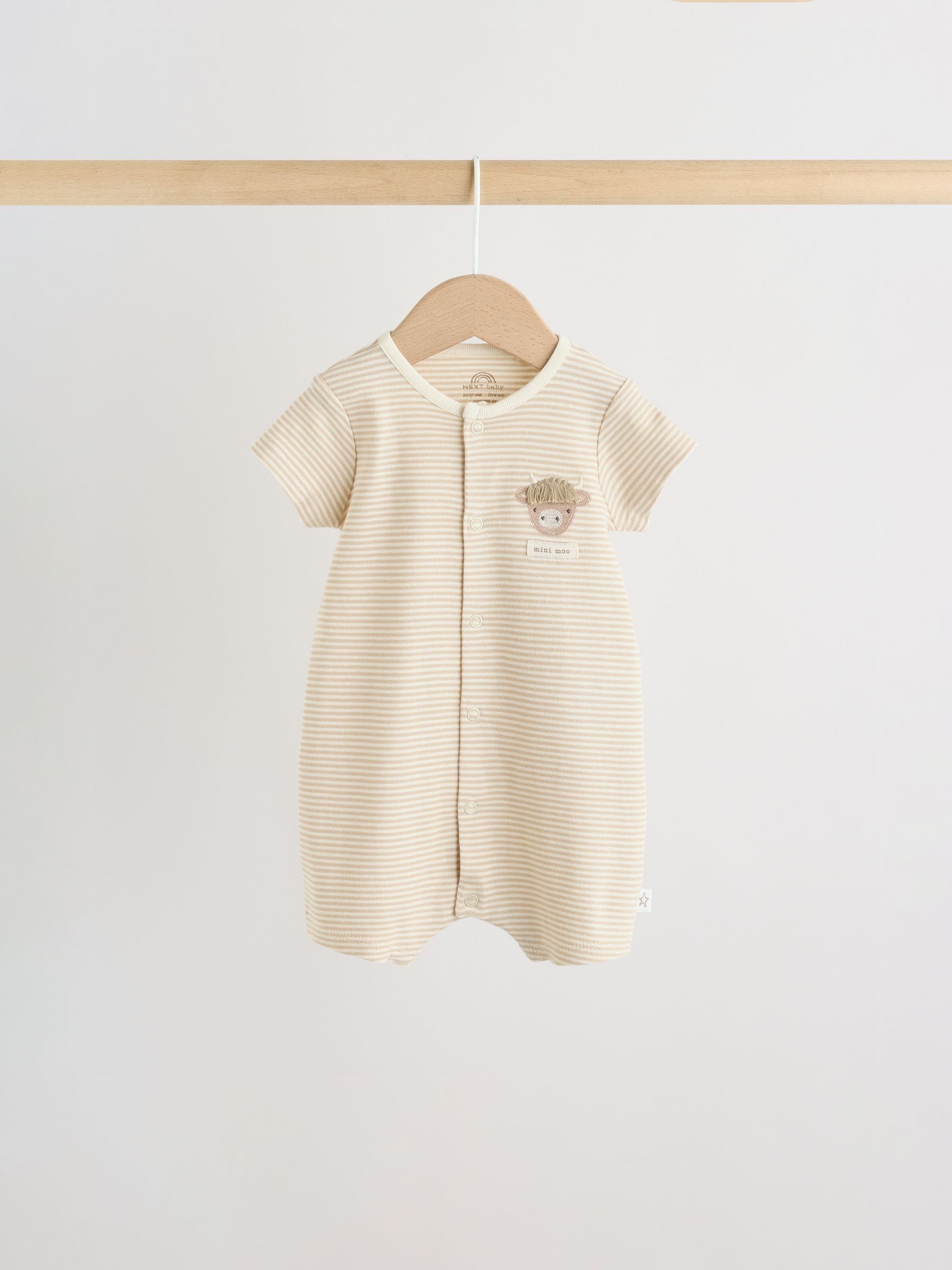 Neutral Hamish Highland Cow Jersey Baby Rompers 3 Pack image 8