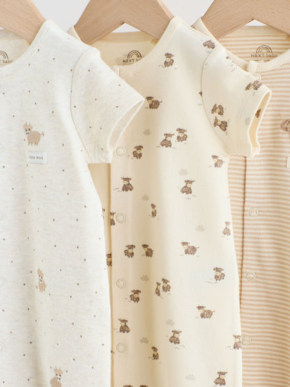 Neutral Hamish Highland Cow Jersey Baby Rompers 3 Pack image 9