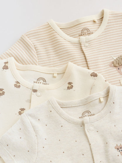 Neutral Hamish Highland Cow Jersey Baby Rompers 3 Pack image 8