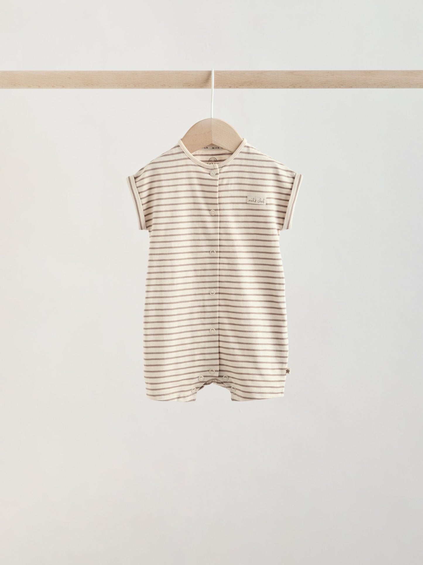 Neutral "Milk Club" Embroidered Baby Jersey Rompers 4 Pack image 5