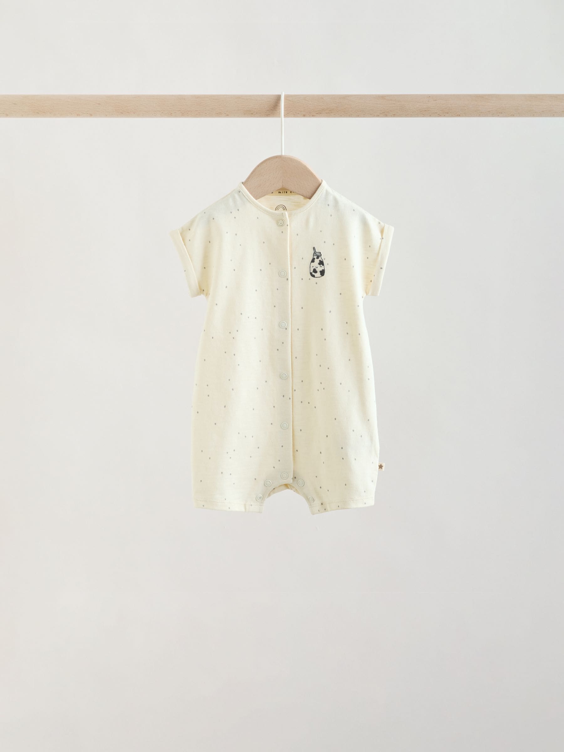 Neutral "Milk Club" Embroidered Baby Jersey Rompers 4 Pack image 6