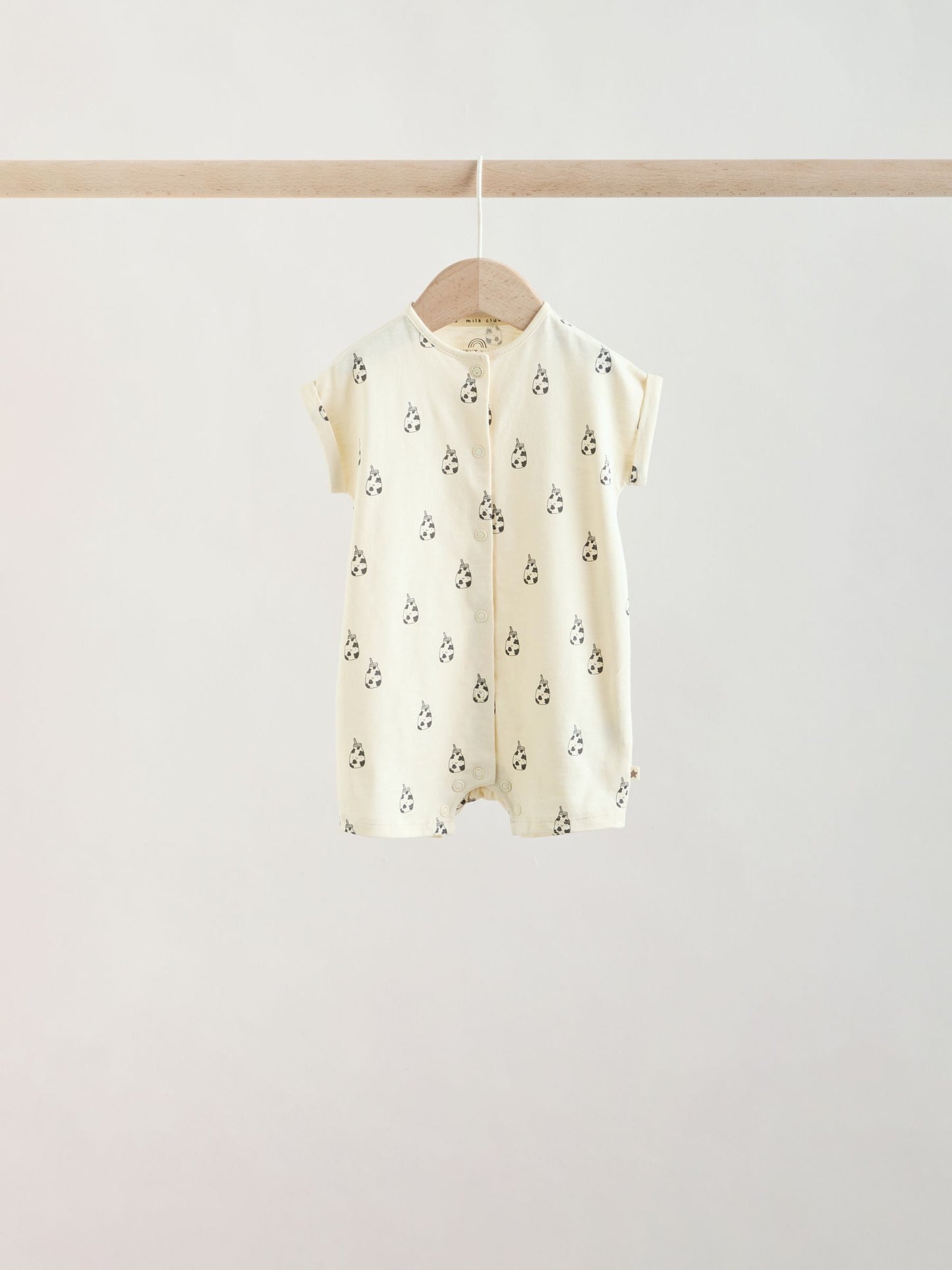 Neutral "Milk Club" Embroidered Baby Jersey Rompers 4 Pack image 7