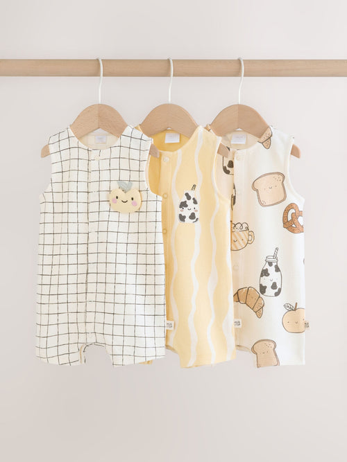 Milk Club Printed Jersey Baby Rompers 3 Pack image 1