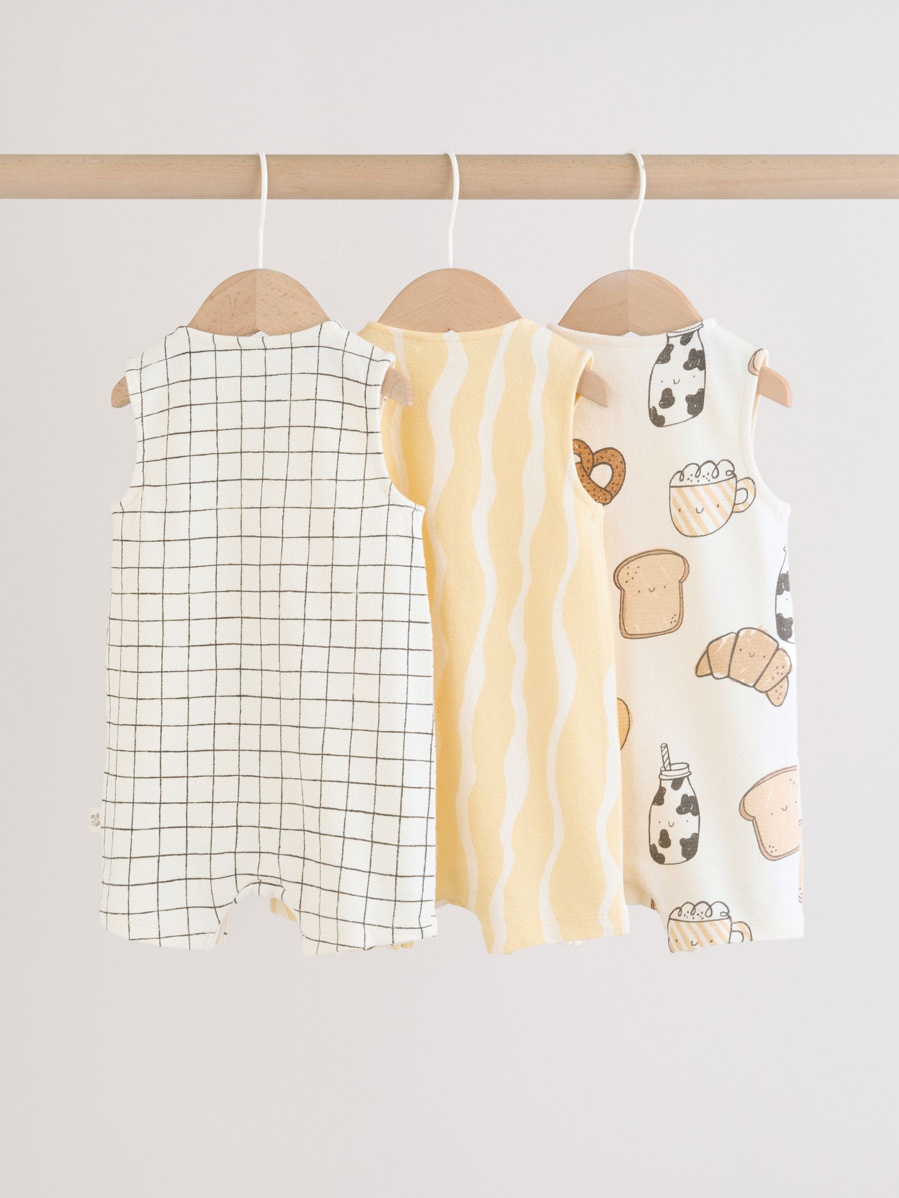 Milk Club Printed Jersey Baby Rompers 3 Pack image 5