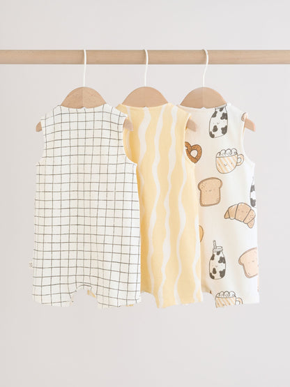 Milk Club Printed Jersey Baby Rompers 3 Pack image 5
