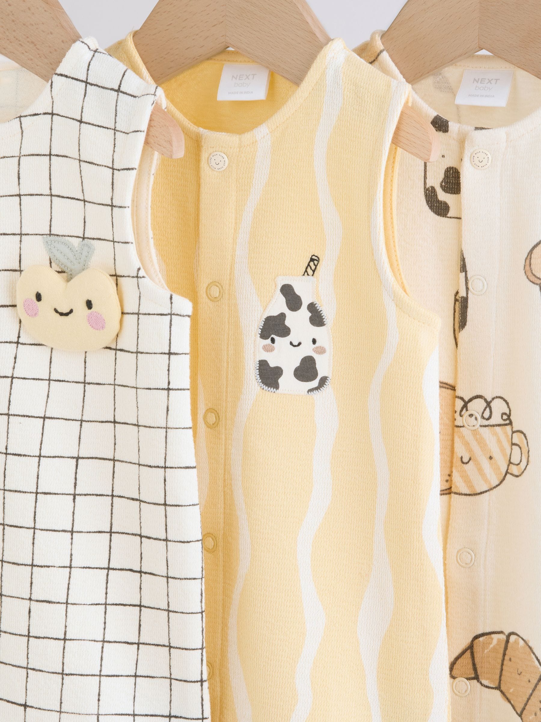 Milk Club Printed Jersey Baby Rompers 3 Pack image 7