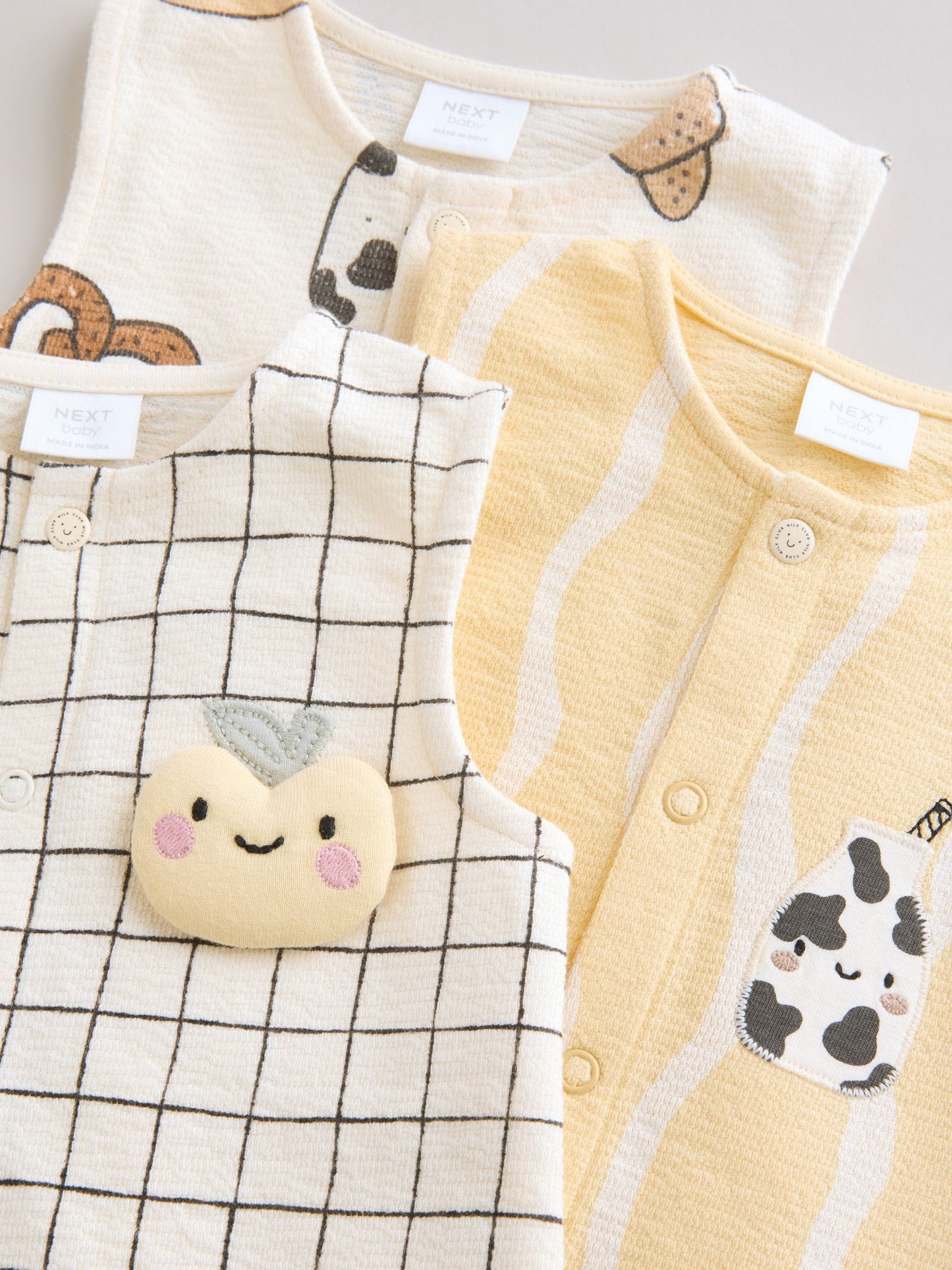 Milk Club Printed Jersey Baby Rompers 3 Pack image 8