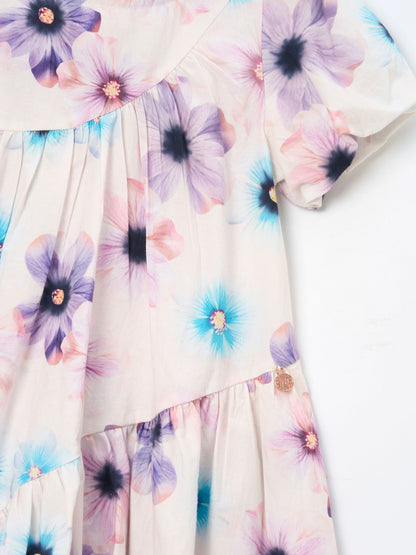 Angel & Rocket White Jodie Asymmetric Print Dress image 7