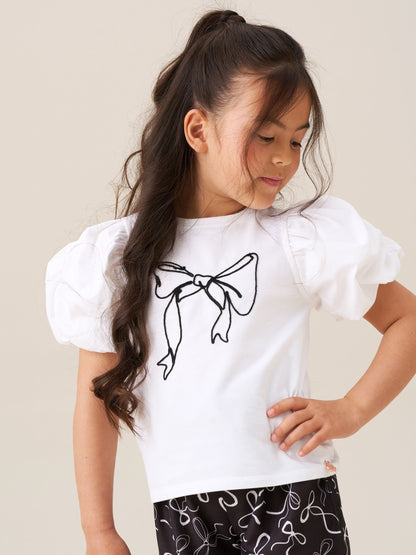 Dsiney Kidz - Angel & Rocket Off White Eve Ruffle Heart Puff Sleeve T-Shirt image 1