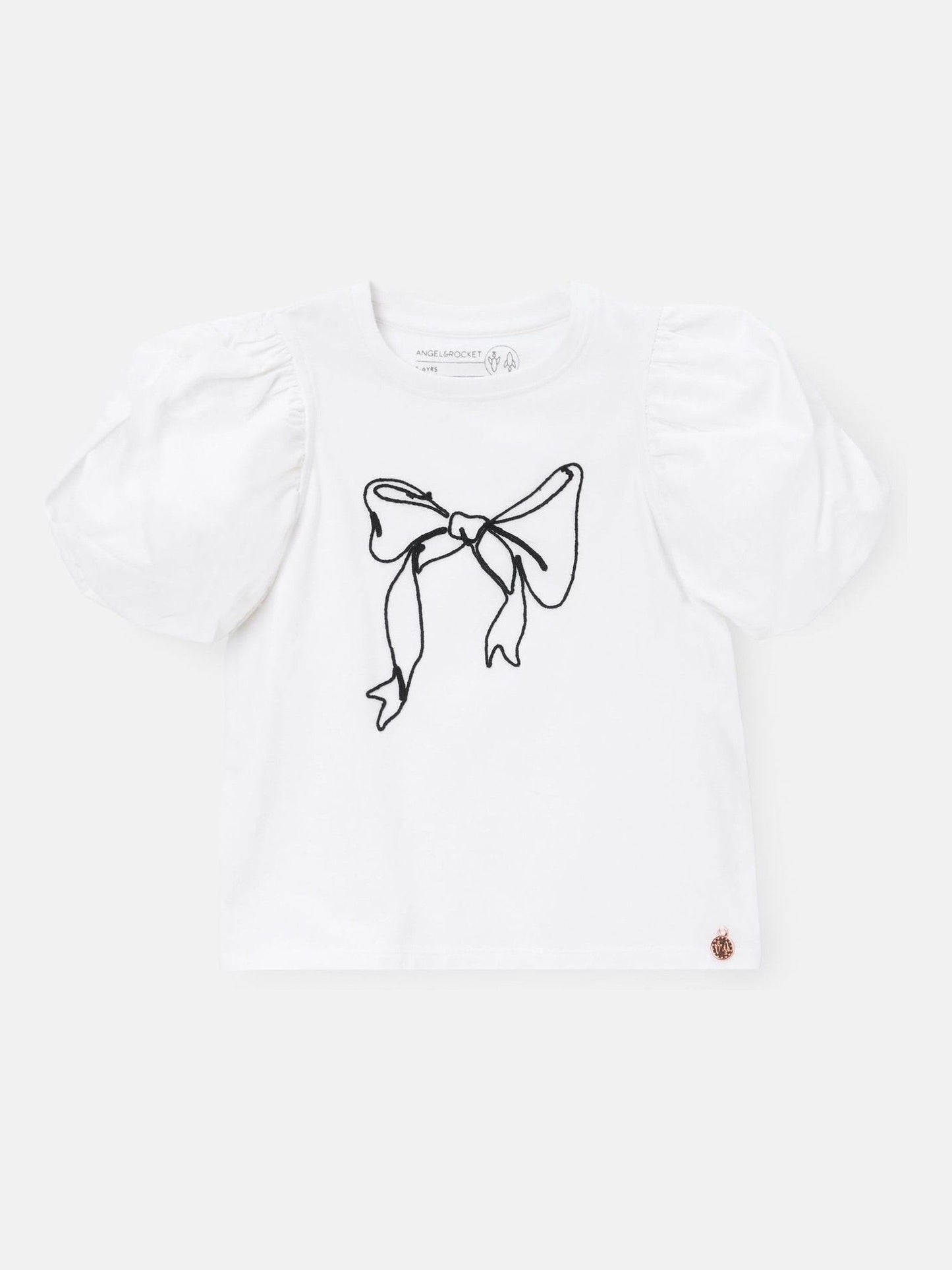 Dsiney Kidz - Angel & Rocket Off White Eve Ruffle Heart Puff Sleeve T-Shirt image 5