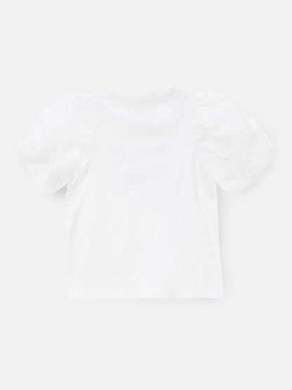 Dsiney Kidz - Angel & Rocket Off White Eve Ruffle Heart Puff Sleeve T-Shirt image 6