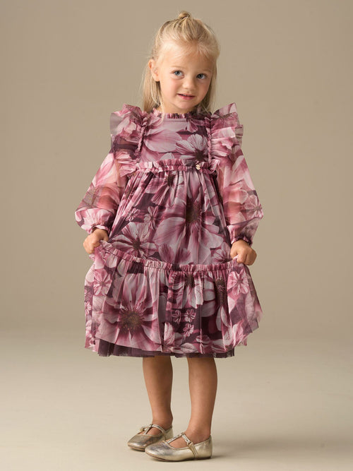 Angel & Rocket Purple Eleanor Floral Print Mesh Dress image 1