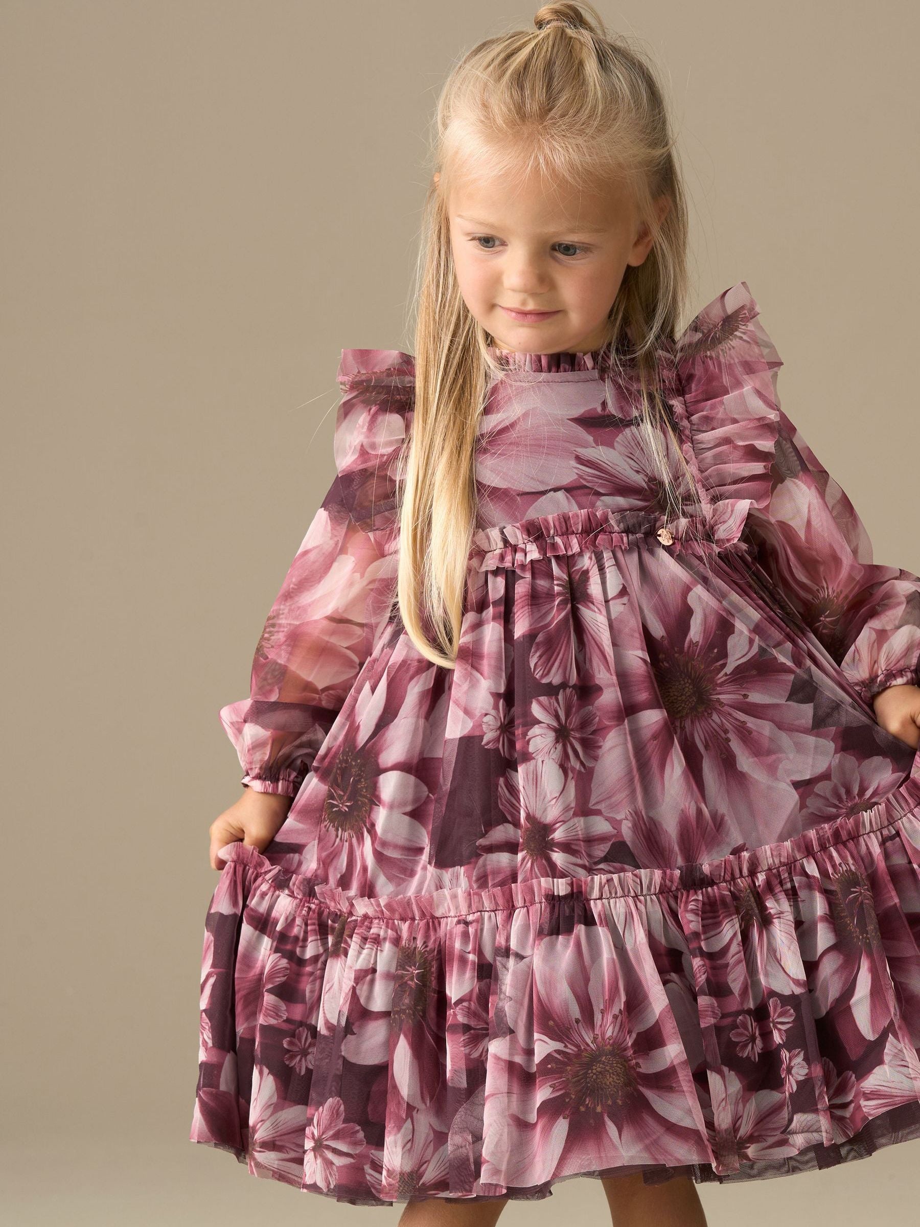 Angel & Rocket Purple Eleanor Floral Print Mesh Dress image 2