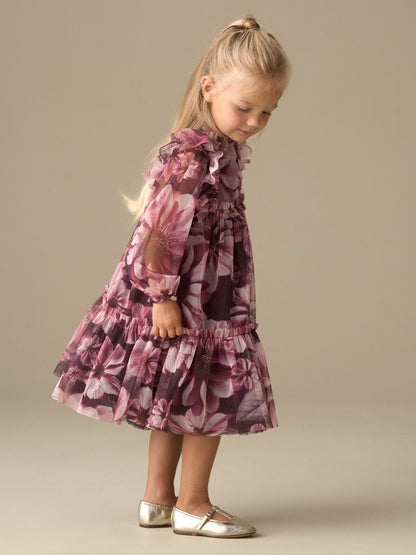 Angel & Rocket Purple Eleanor Floral Print Mesh Dress image 3