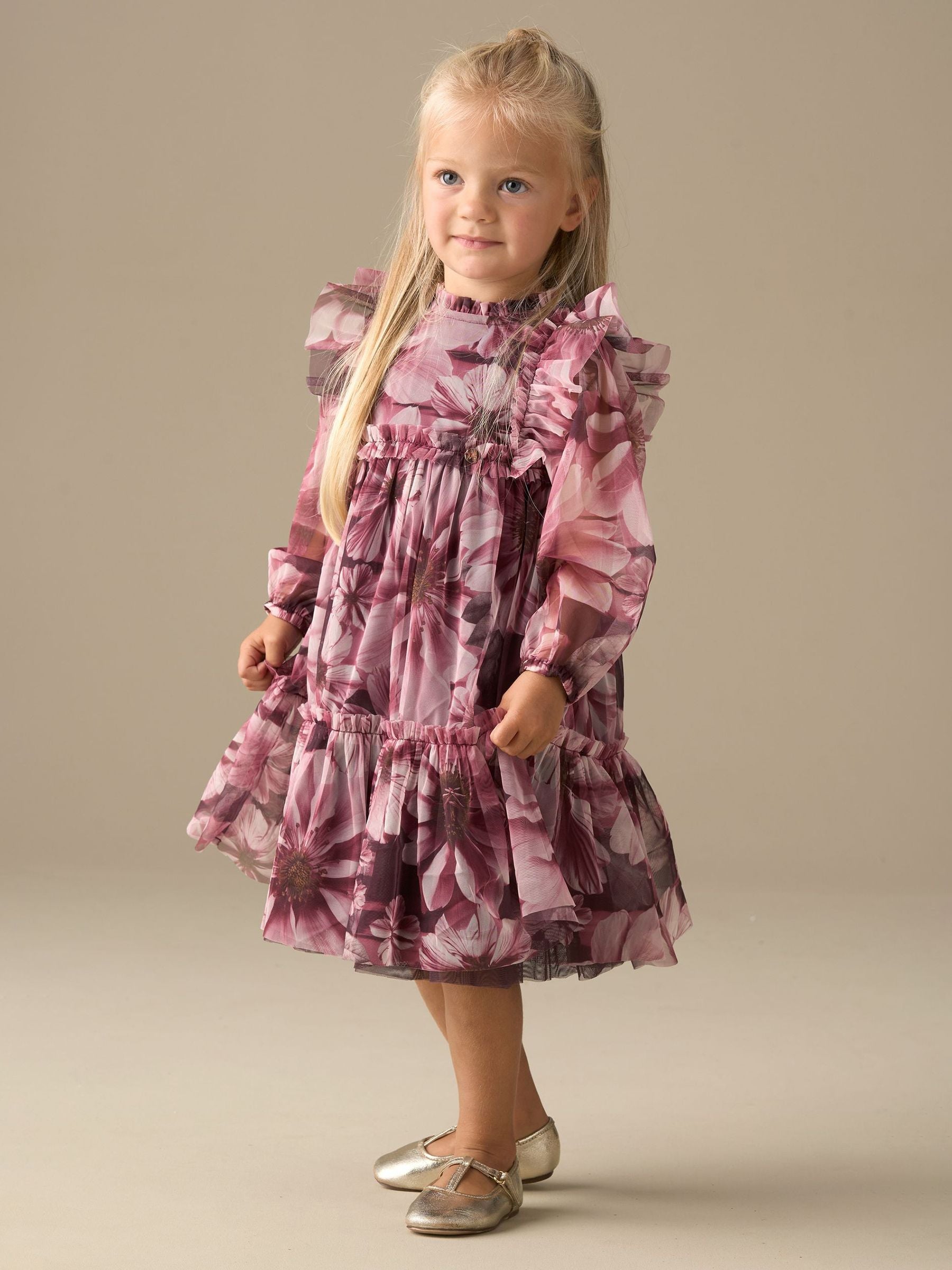 Angel & Rocket Purple Eleanor Floral Print Mesh Dress image 4