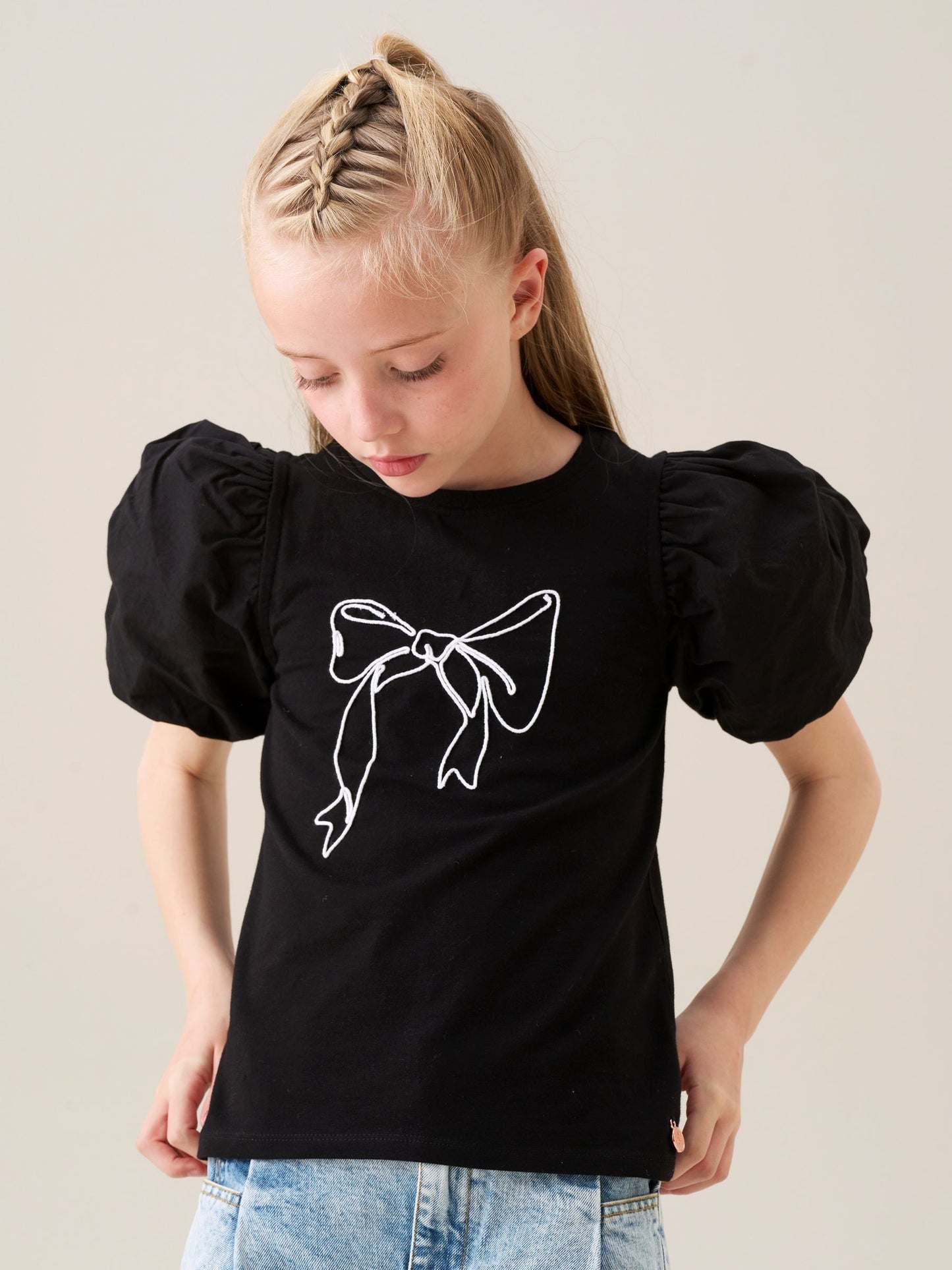 Dsiney Kidz - Angel & Rocket Black Eve Ruffle Heart Puff Sleeve T-Shirt image 1
