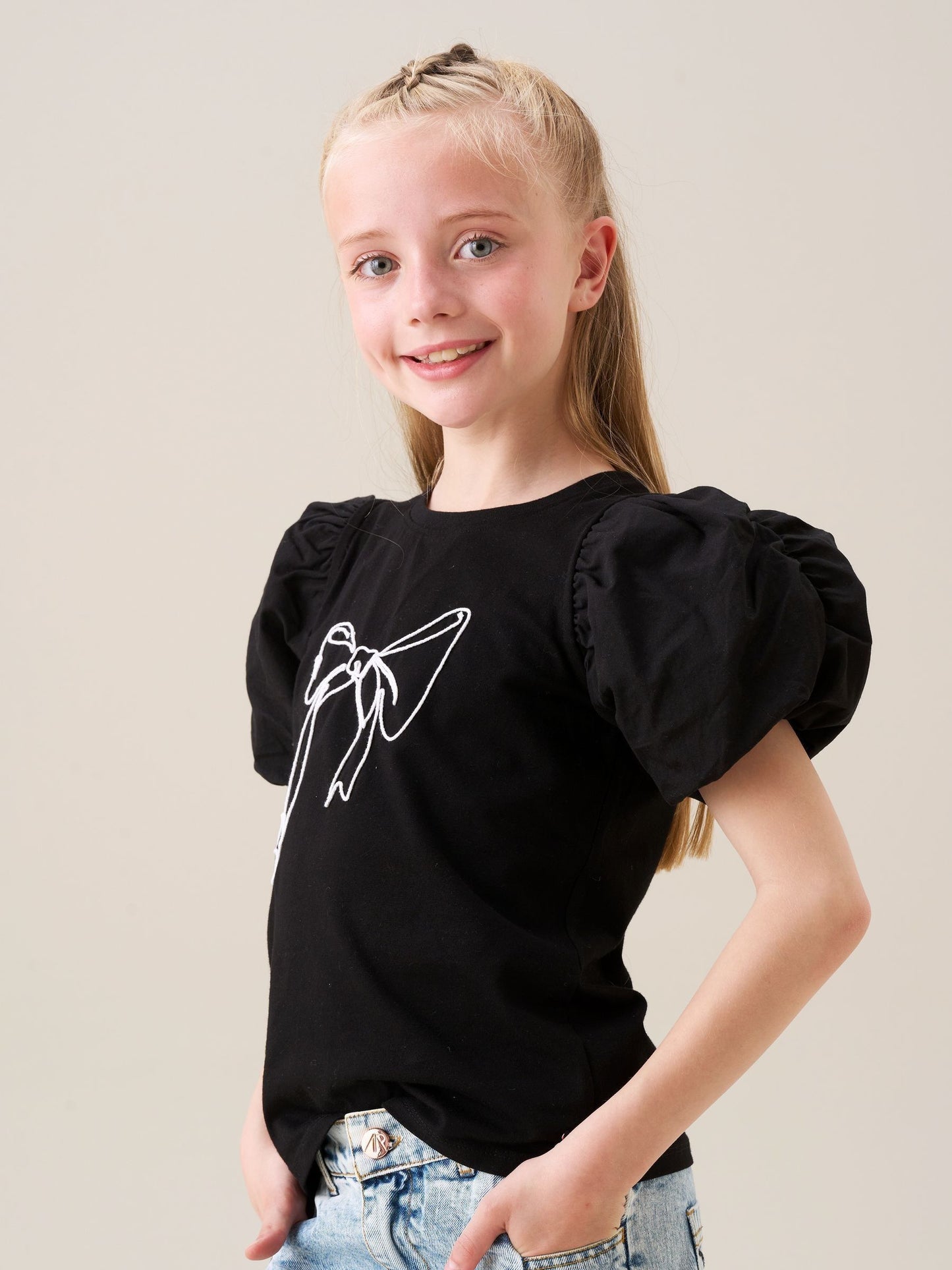 Dsiney Kidz - Angel & Rocket Black Eve Ruffle Heart Puff Sleeve T-Shirt image 4