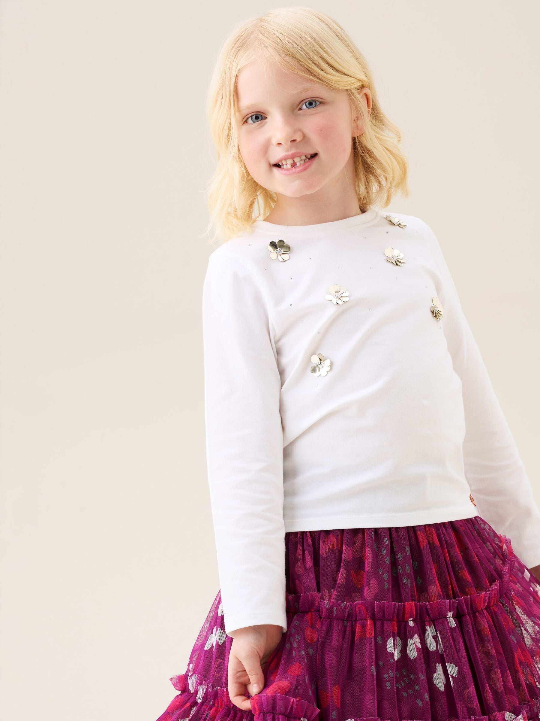 Dsiney Kidz - Angel & Rocket White Georgie Sequin Embellished Long Sleeve T-Shirt image 1