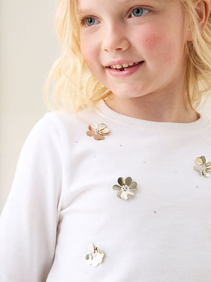 Dsiney Kidz - Angel & Rocket White Georgie Sequin Embellished Long Sleeve T-Shirt image 3