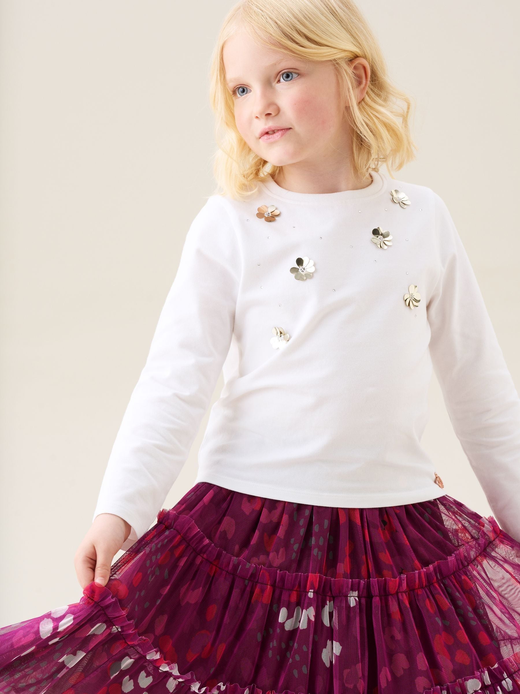 Dsiney Kidz - Angel & Rocket White Georgie Sequin Embellished Long Sleeve T-Shirt image 4