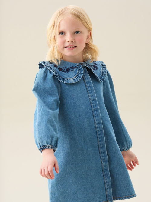 Dsiney Kidz - Angel & Rocket Blue Aria Denim Embroidered Collar Dress image 1