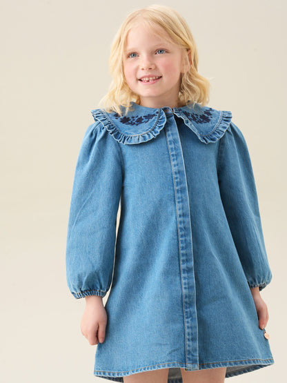 Angel & Rocket Blue Aria Denim Embroidered Collar Dress image 2