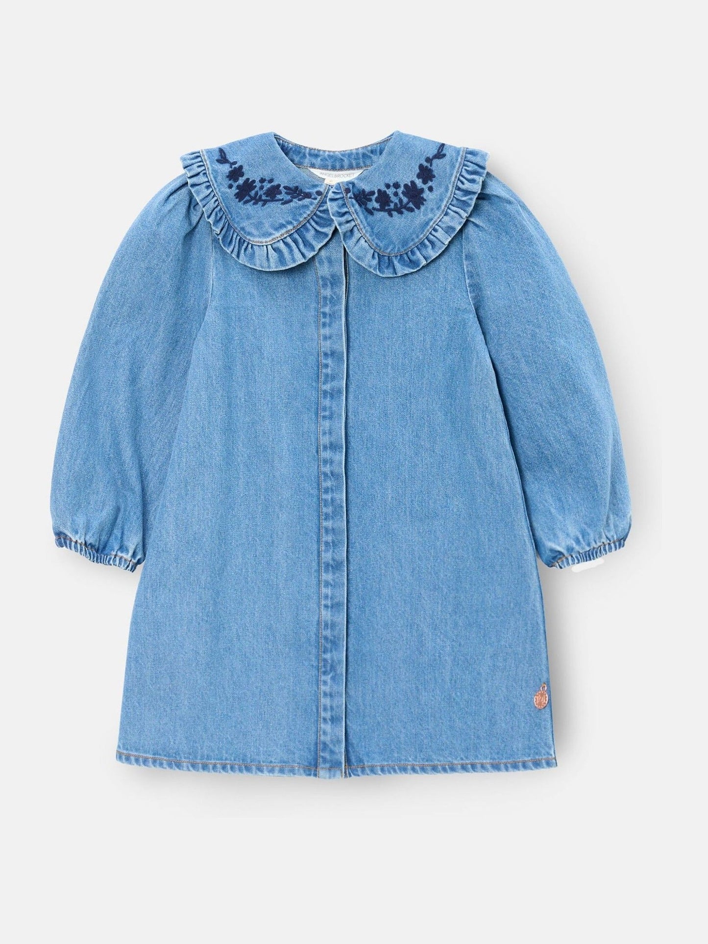 Angel & Rocket Blue Aria Denim Embroidered Collar Dress image 6