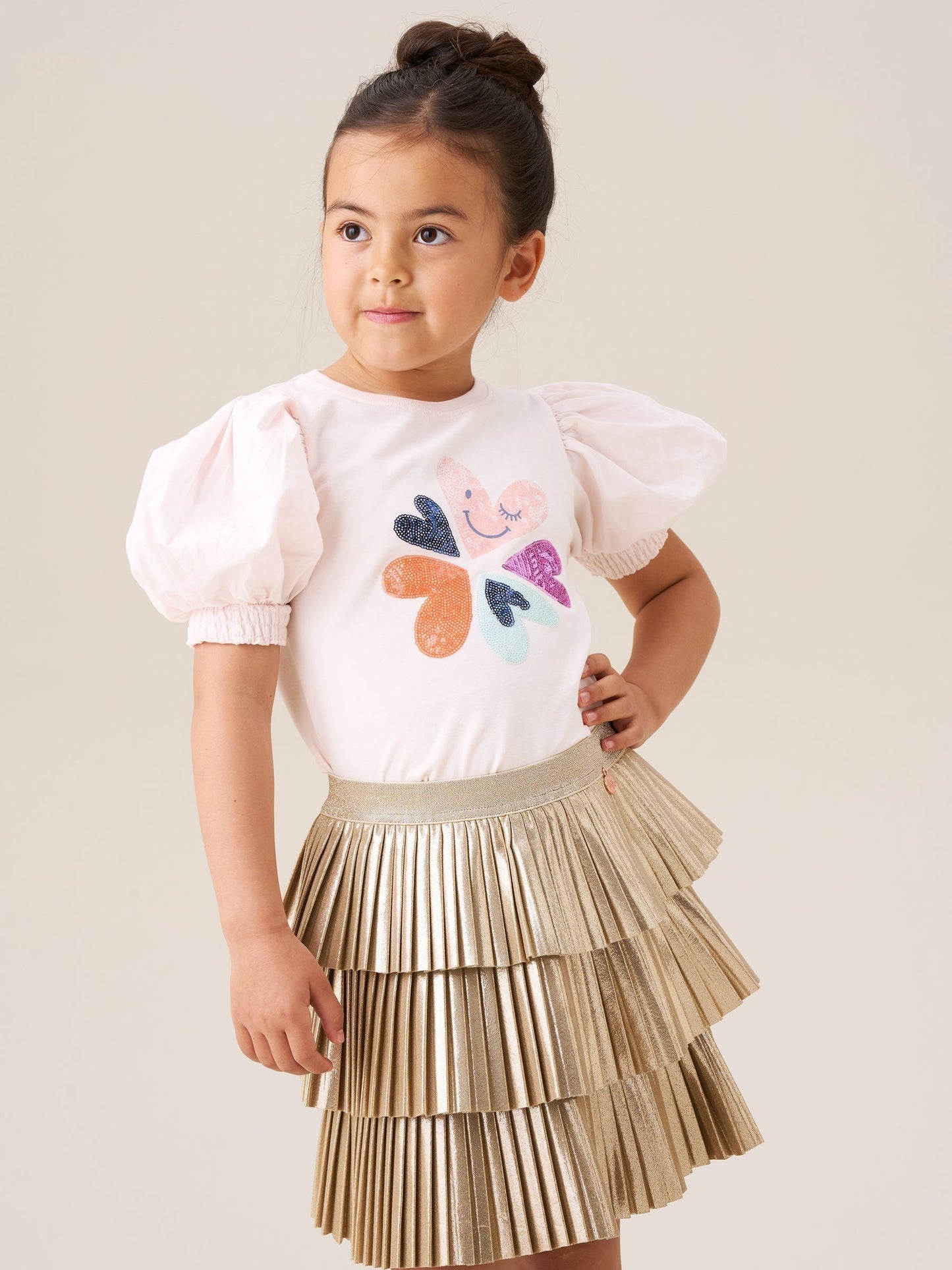 Dsiney Kidz - Angel & Rocket Fusia Pink Eve Ruffle Heart Puff Sleeve T-Shirt image 2