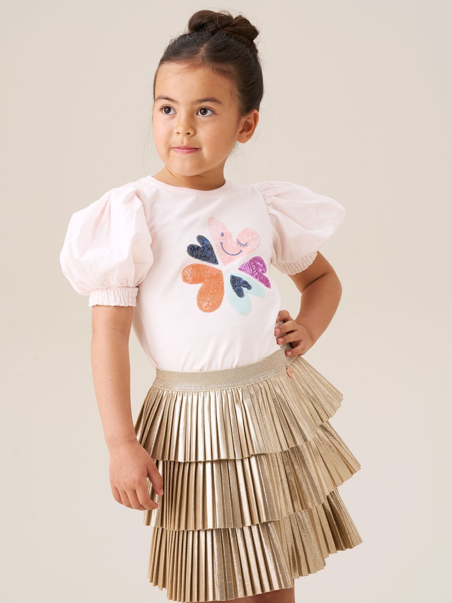 Dsiney Kidz - Angel & Rocket Fusia Pink Eve Ruffle Heart Puff Sleeve T-Shirt image 2