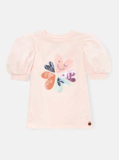 Dsiney Kidz - Angel & Rocket Fusia Pink Eve Ruffle Heart Puff Sleeve T-Shirt image 4