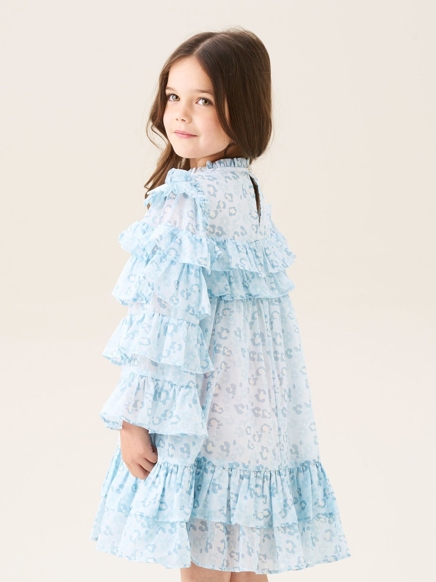 Angel & Rocket Blue Imogen Leopard Print Frill Dress image 2