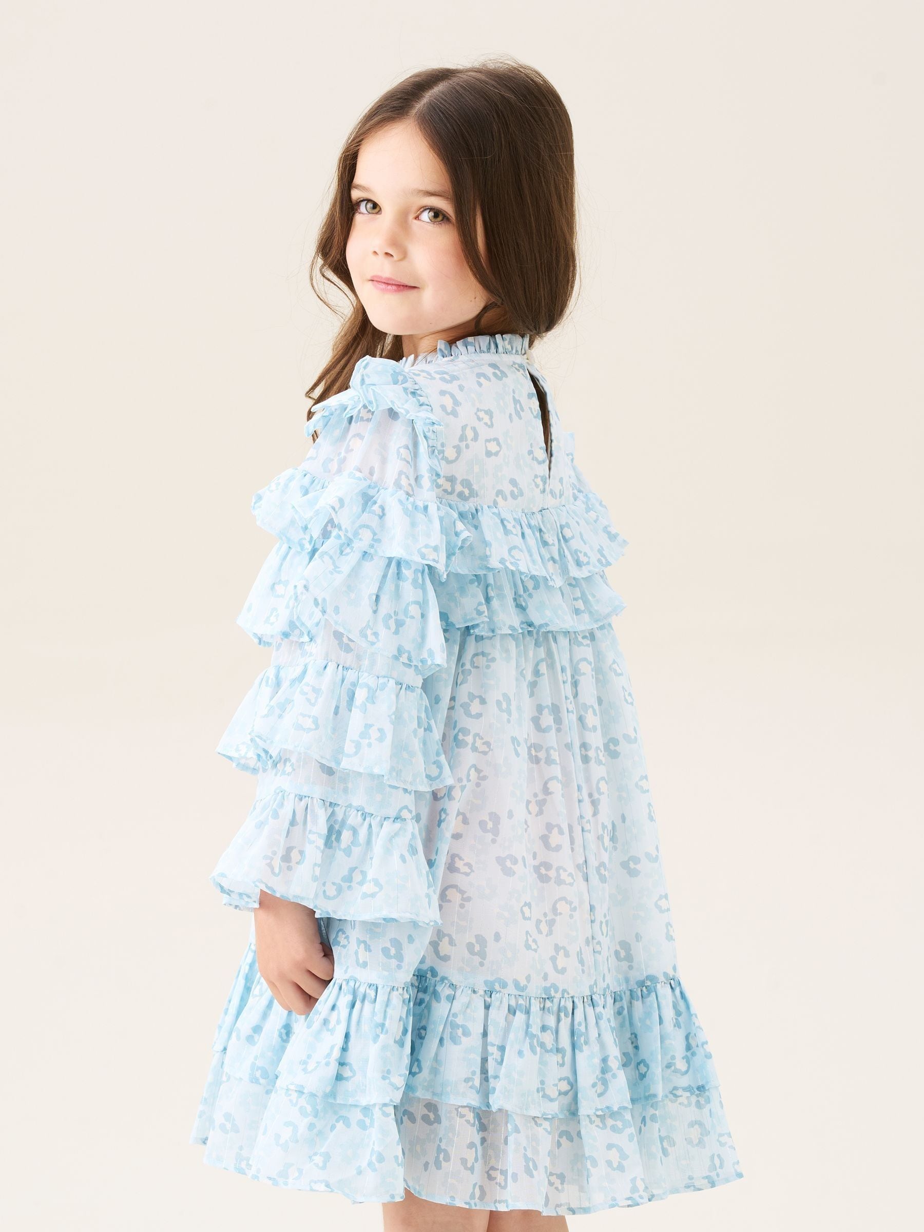 Angel & Rocket Blue Imogen Leopard Print Frill Dress image 2