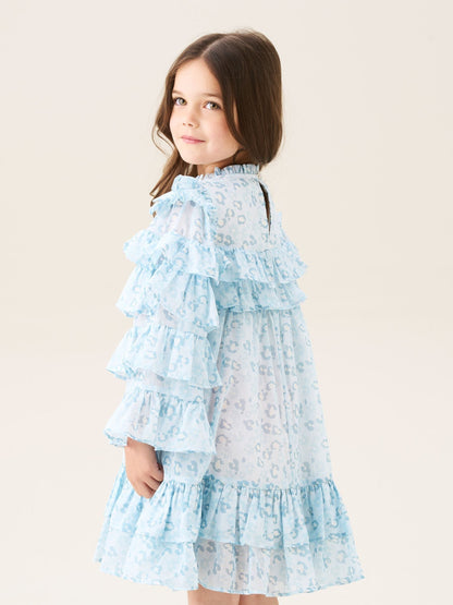 Angel & Rocket Blue Imogen Leopard Print Frill Dress image 2